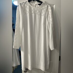 J. Crew White Long Sleeve Lace Dress